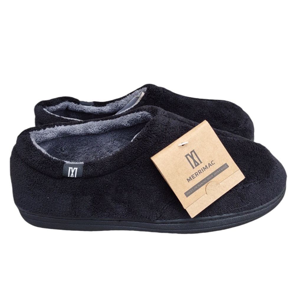 NWT Merrimac Size 10 Minimalist Memory Foam Black Slippers